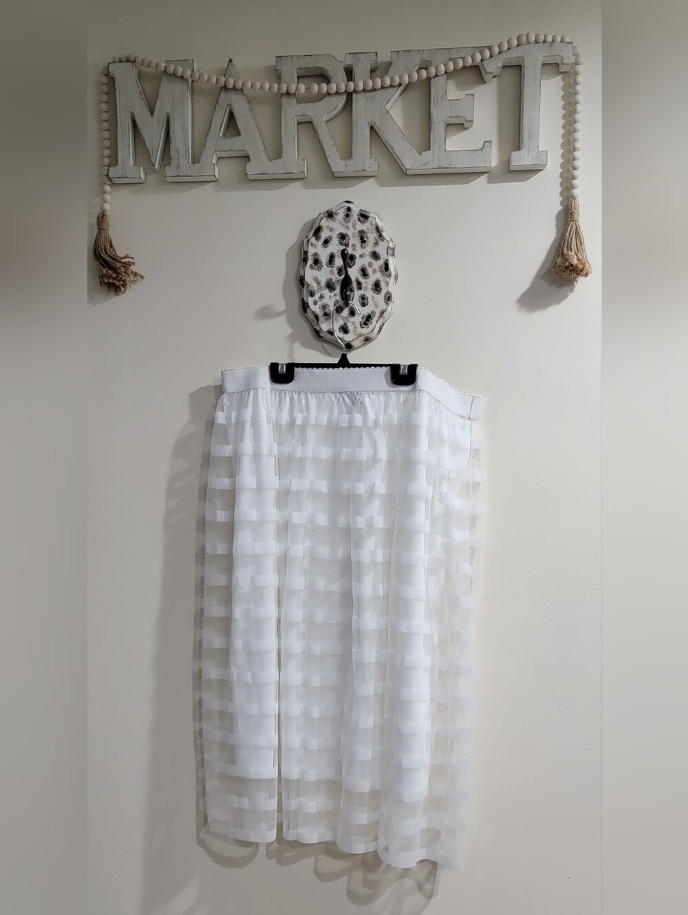 Women’s White Layered Midi Skirt